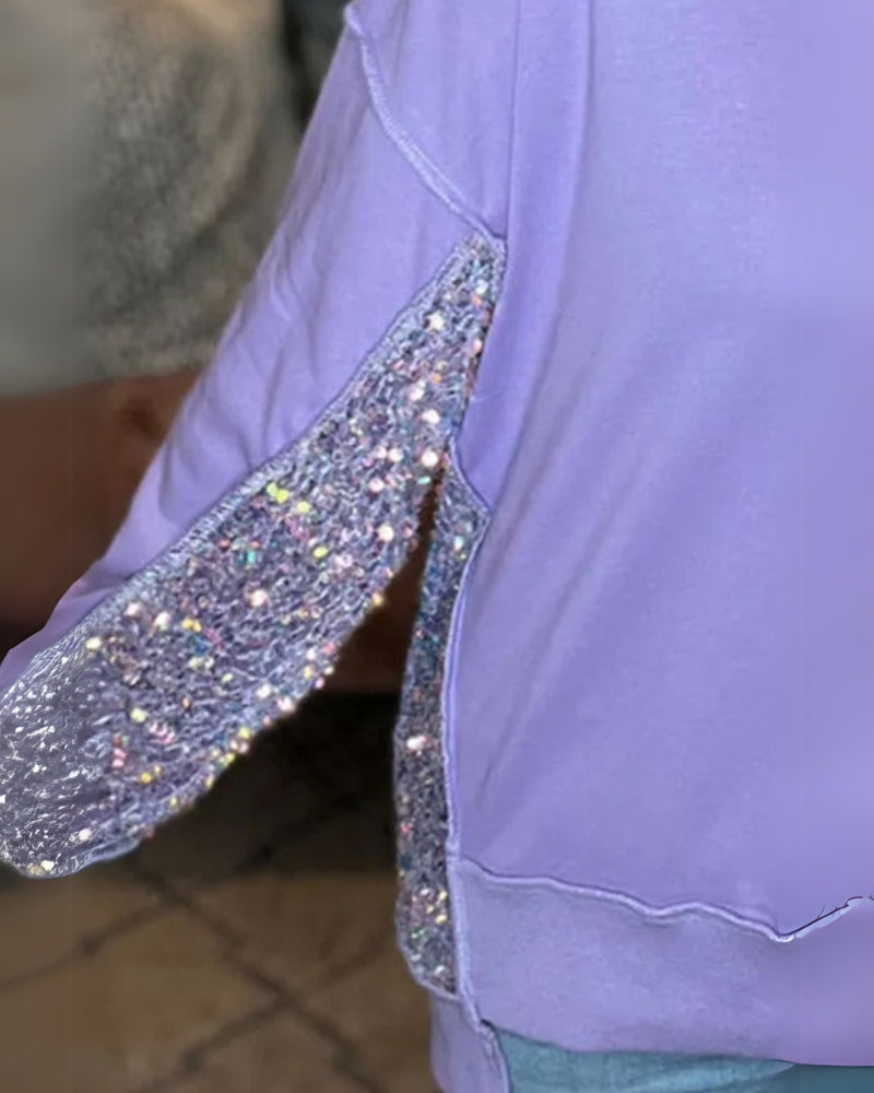 Sweatshirt à Paillettes Rose