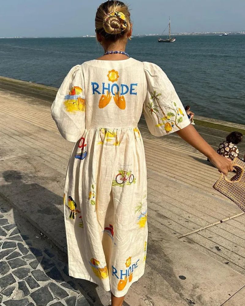 Robe en Lin Imprimée