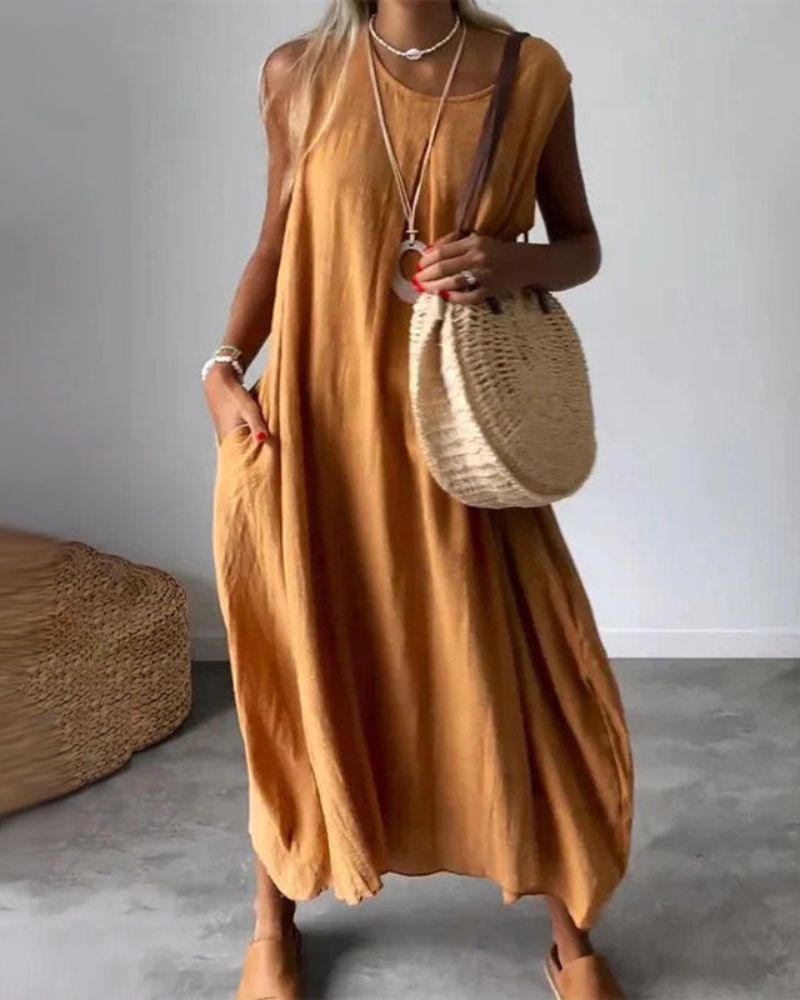 Robe Midi Boho Sans Manches