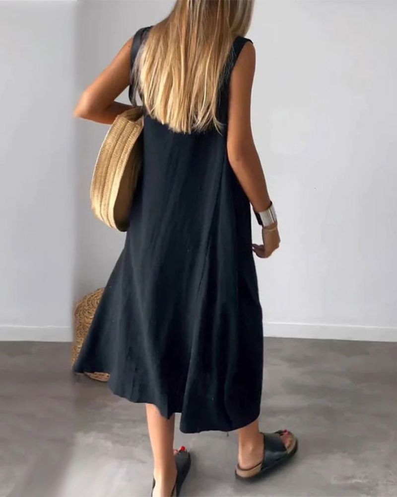 Robe Midi Boho Sans Manches