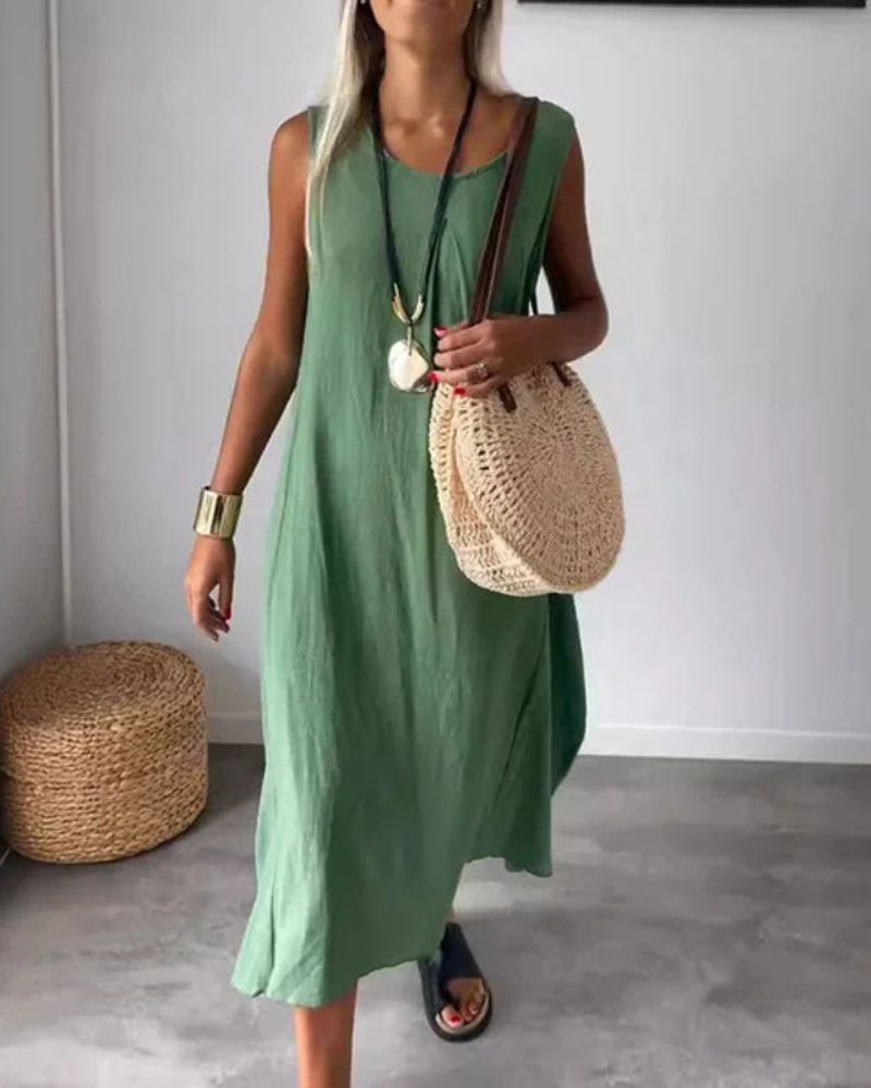 Robe Midi Boho Sans Manches