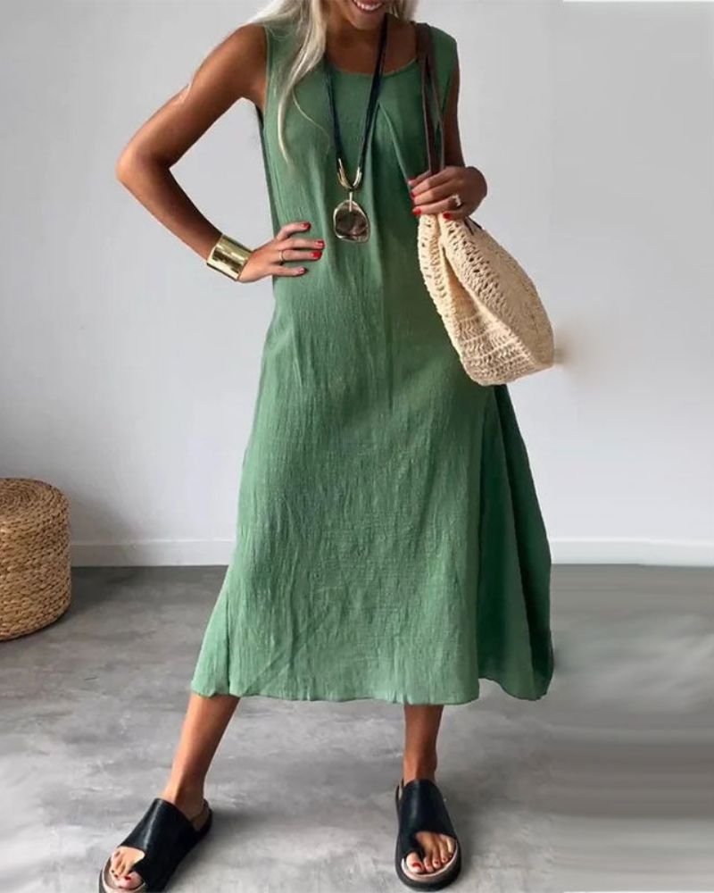 Robe Midi Boho Sans Manches