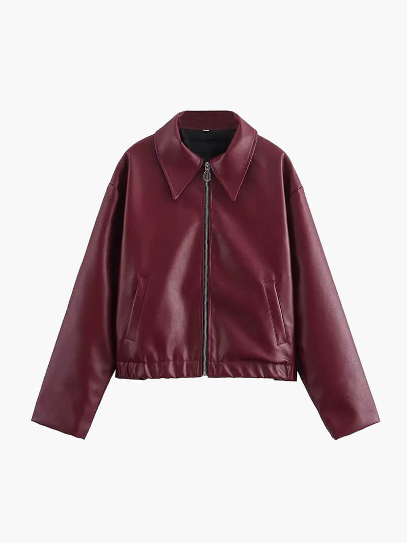 Blouson en Cuir Marron