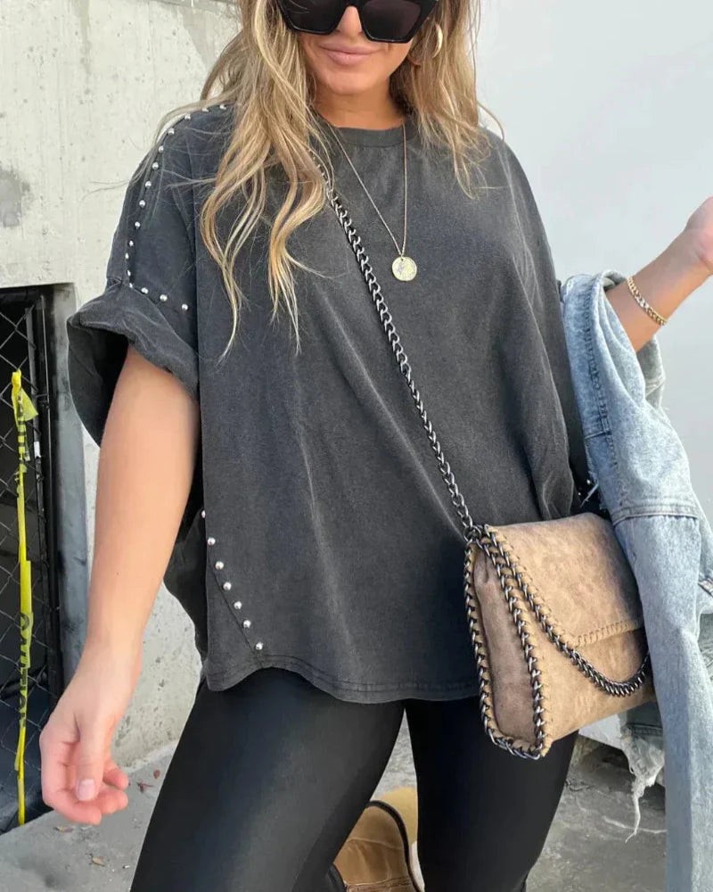 BELLA - T-SHIRT OVERSIZE À CLAVETTES