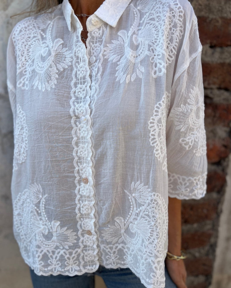 IAREL - BLOUSE CHIC BRODÉE EN DENTELLE