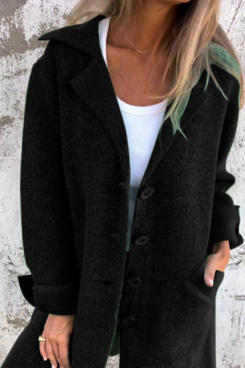 Manteau Boutonné Long En Cachemire