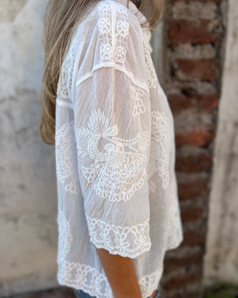 IAREL - BLOUSE CHIC BRODÉE EN DENTELLE