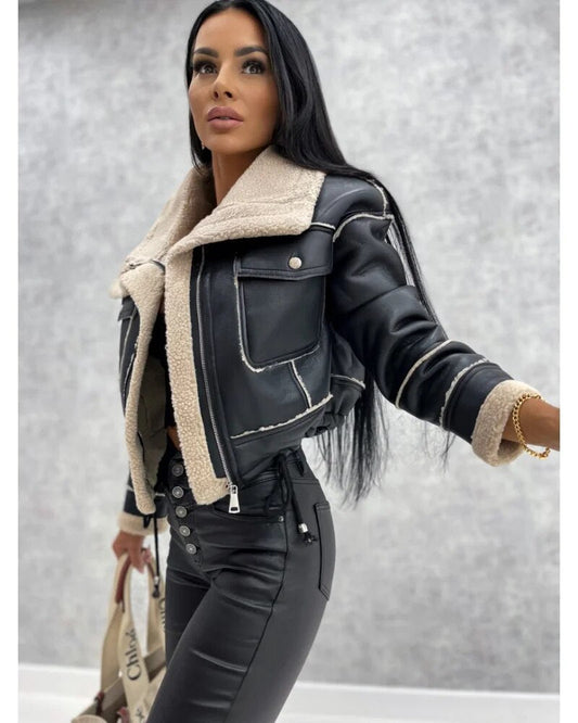 Veste Cuir Élégante Femme