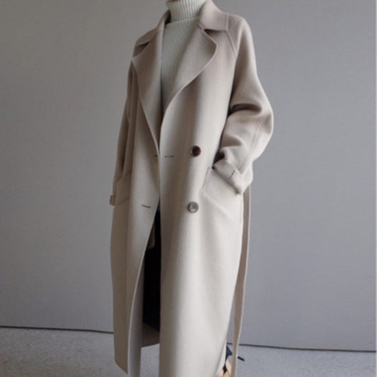 Manteau Ceinturé En Lain Pour Femme