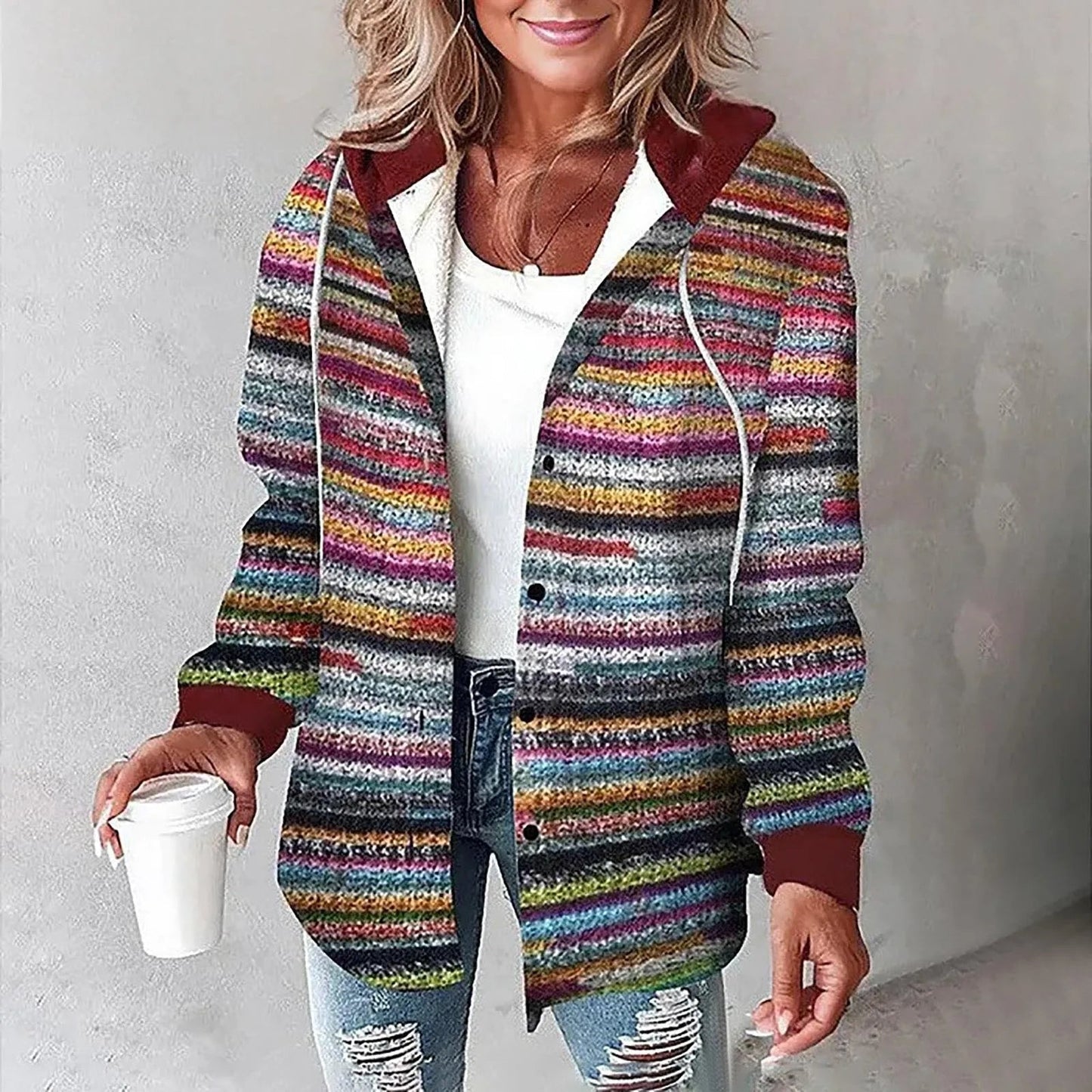 Cardigan En Maille Avec Capuche