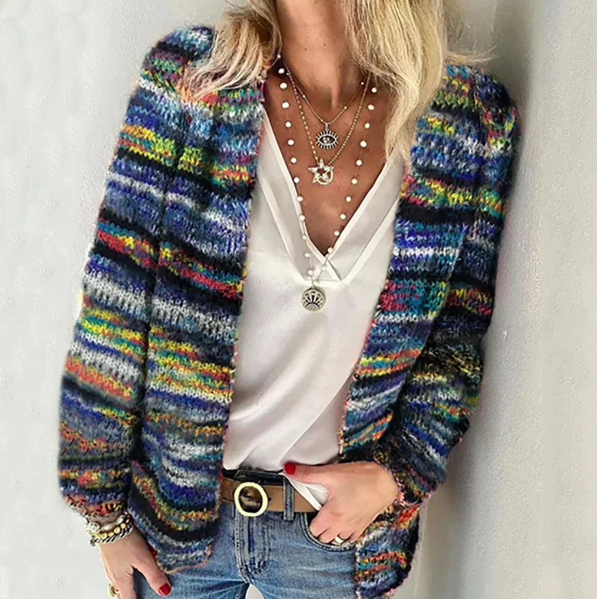 Cardigan Multicolore En Cachemire