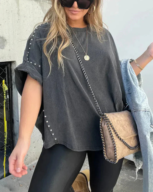 BELLA - T-SHIRT OVERSIZE À CLAVETTES