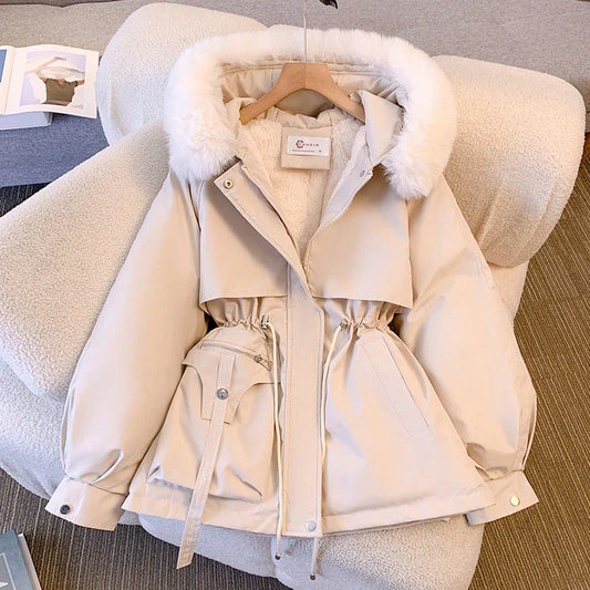 Manteau Élégant à Col Fourrure